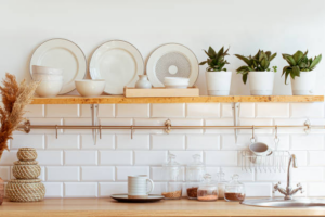 Greenery to Enhance Kitchen Cabinet Tops